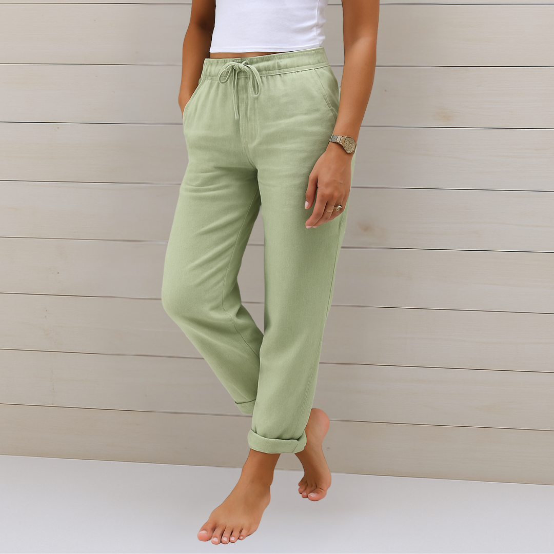 Maylora | Linen Pants with Elastic Finish