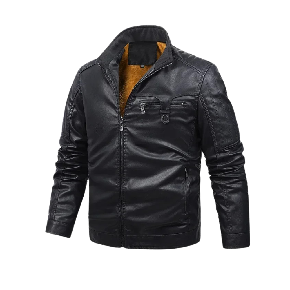 Malvian – Retro Leather Jacket Lined with Fleece