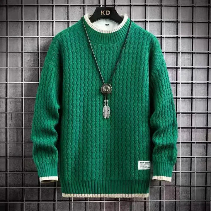 Levi | Sweater with Colorful Blocks and Cable Knit