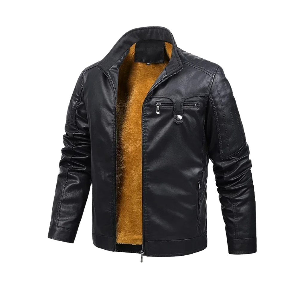 Malvian – Retro Leather Jacket Lined with Fleece