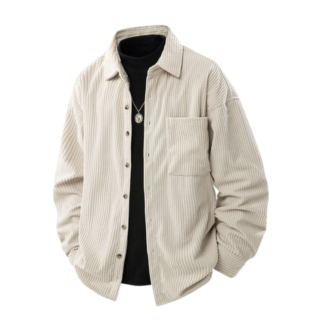Striped Corduroy Button-Up Shirt