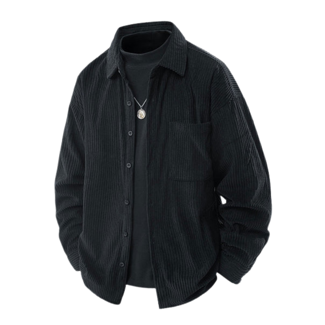 Striped Corduroy Button-Up Shirt