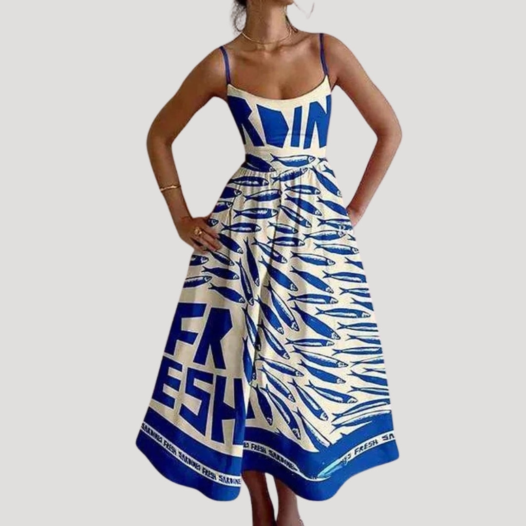 Ilana | Summer Midi Dress – Sleeveless Print for Vacation