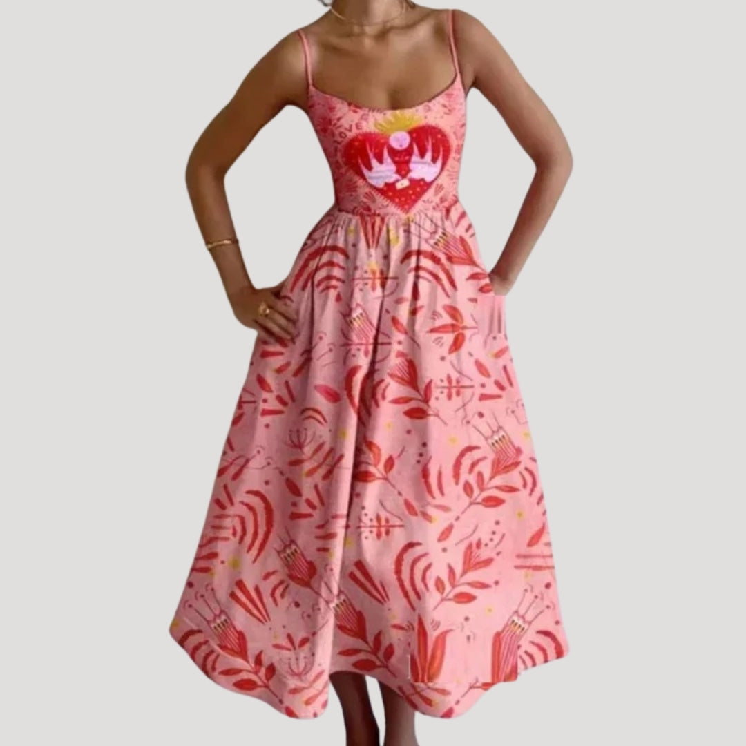 Ilana | Summer Midi Dress – Sleeveless Print for Vacation