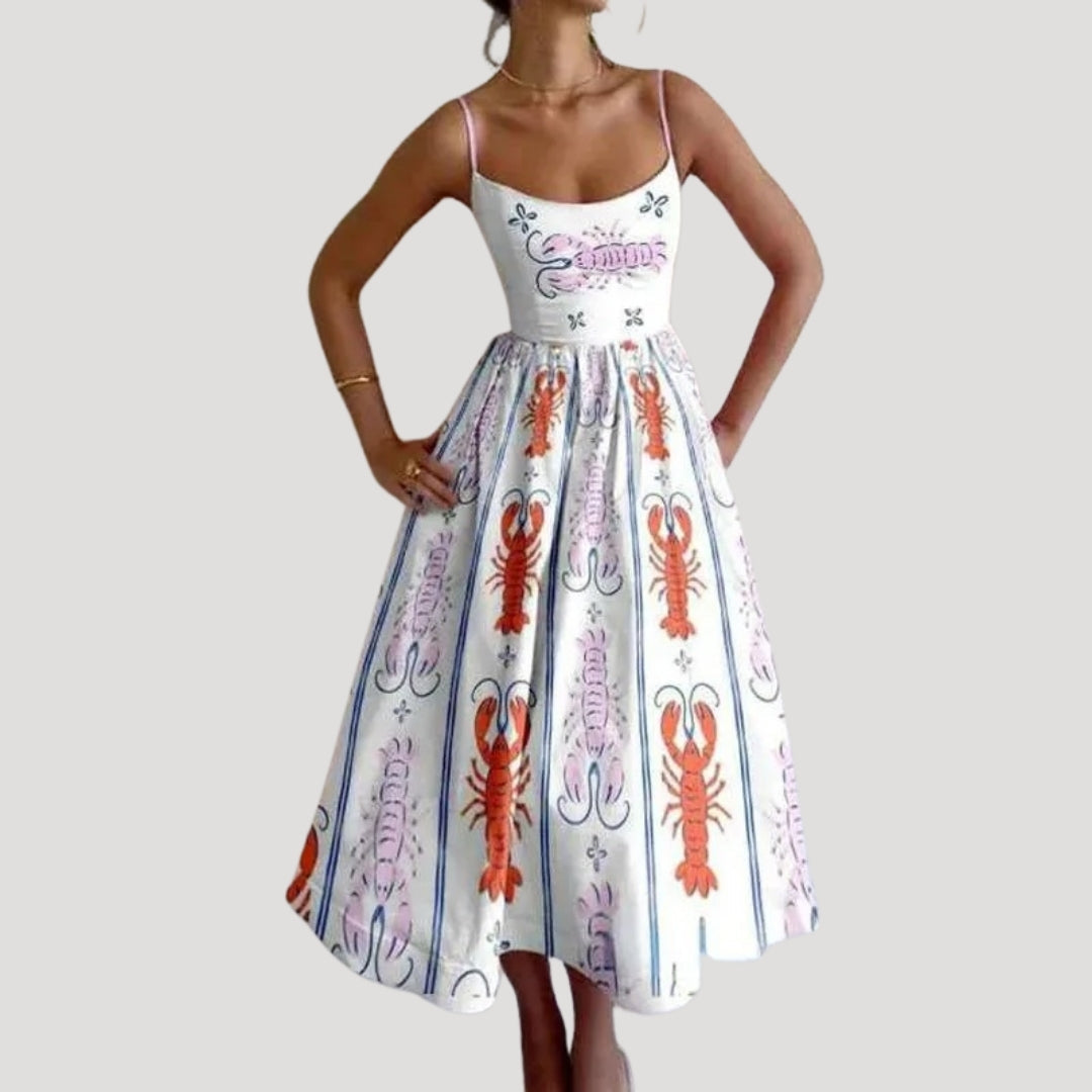 Ilana | Summer Midi Dress – Sleeveless Print for Vacation