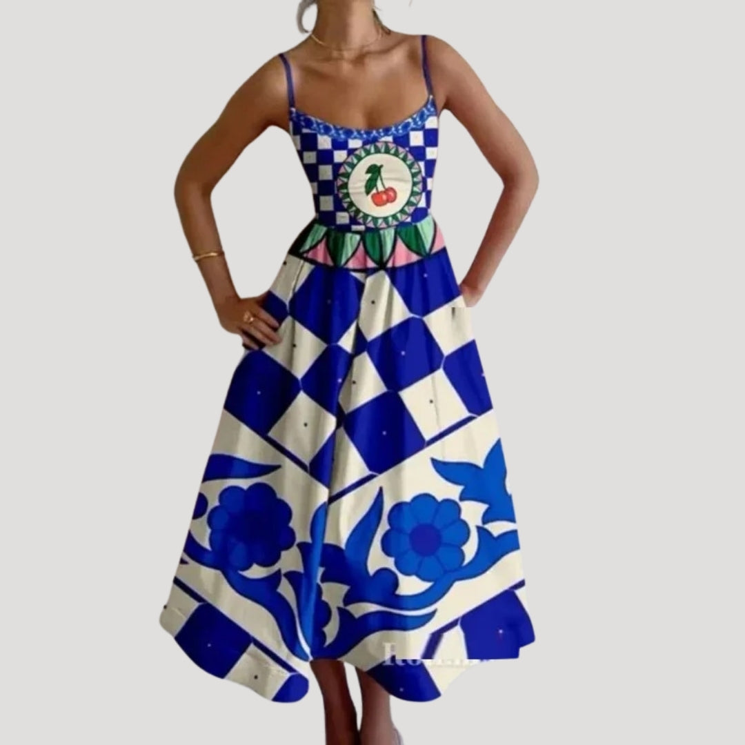 Ilana | Summer Midi Dress – Sleeveless Print for Vacation