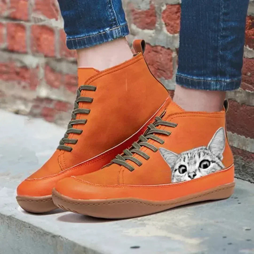 Irena™ | Leather Ankle Boots for Cat Lovers