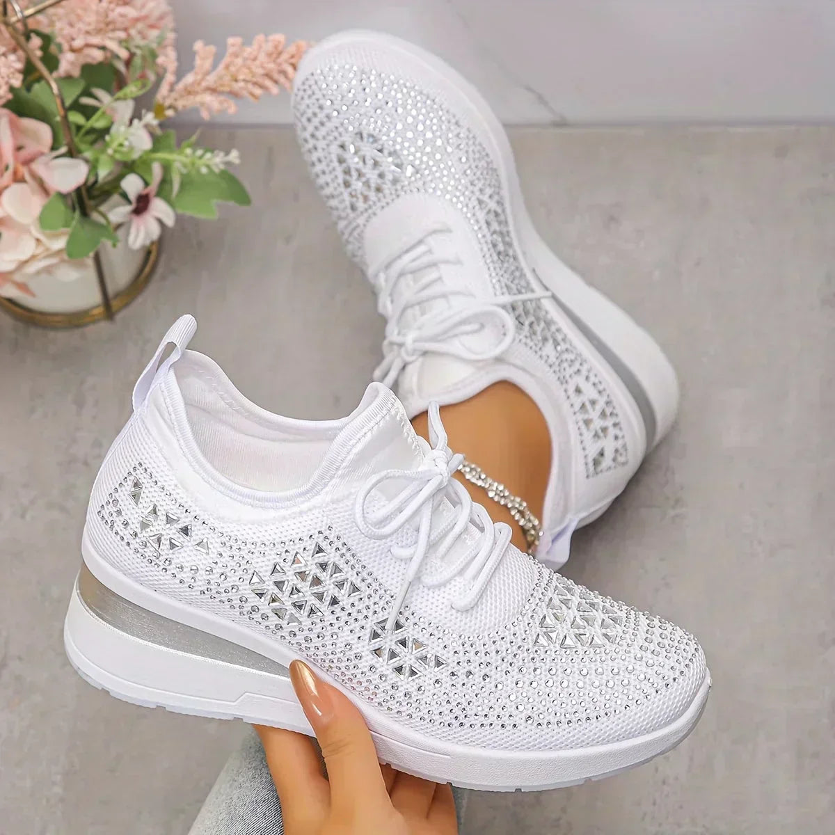 Giselle – Orthopedic Sneakers with Shiny Crystals
