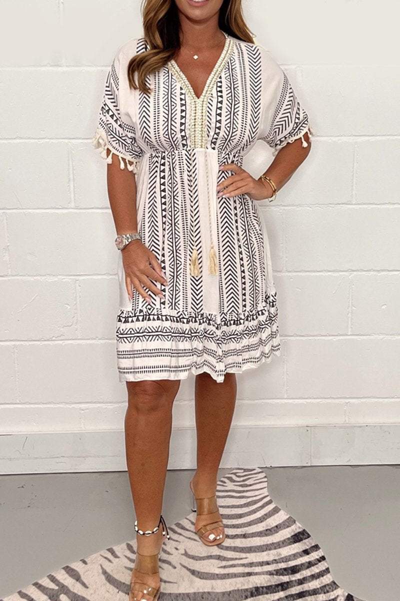 Gail | Vintage Bohemian Dress with Ethnic Pattern