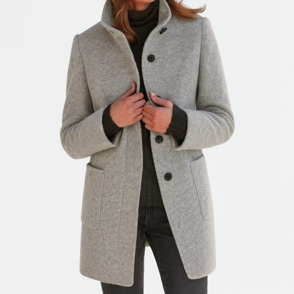 Elvira – Elegant Coat with High Collar