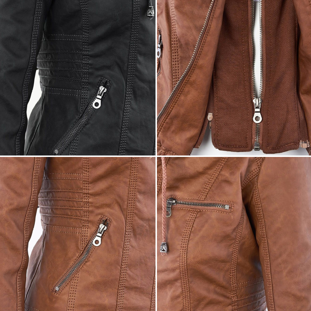 Bellini | Fashionable leather jacket with a hood