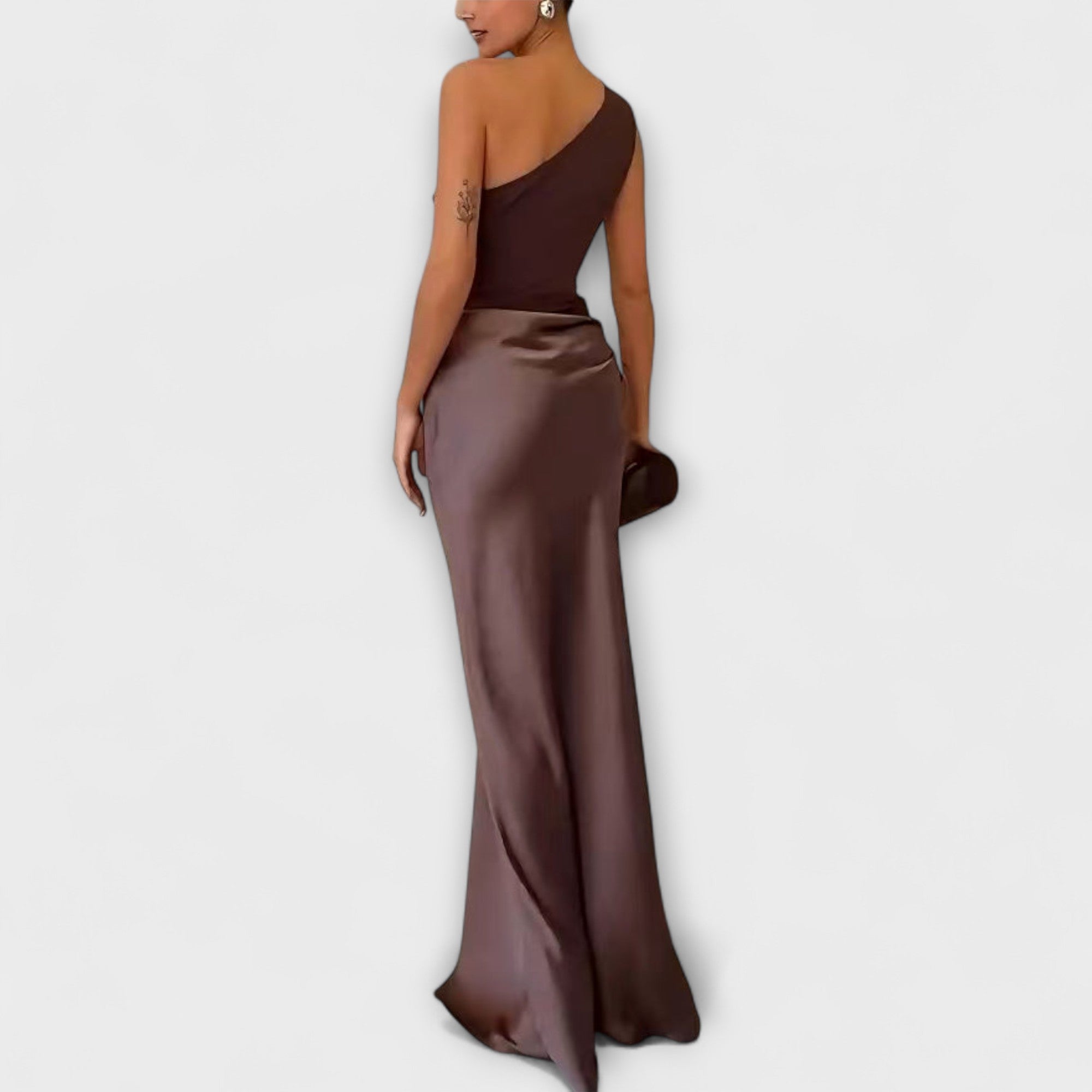 Emilia | Elegant One-Shoulder Maxi Dress with Pleats