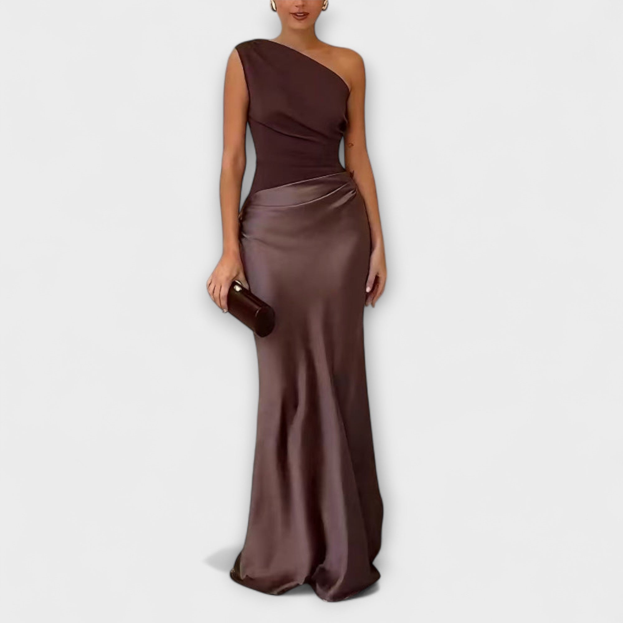 Emilia | Elegant One-Shoulder Maxi Dress with Pleats