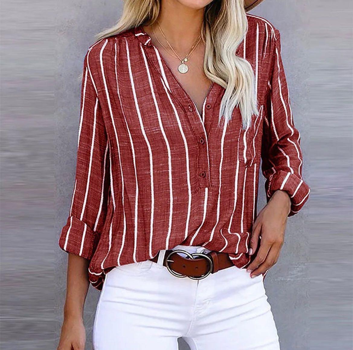 Maria | Striped Long Sleeve Blouse