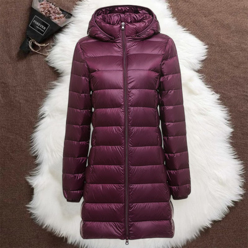Helsa Long Quilted Mid-Season Jacket | Purple