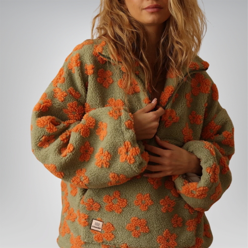 Elise | Boho Floral Fleece Pullover
