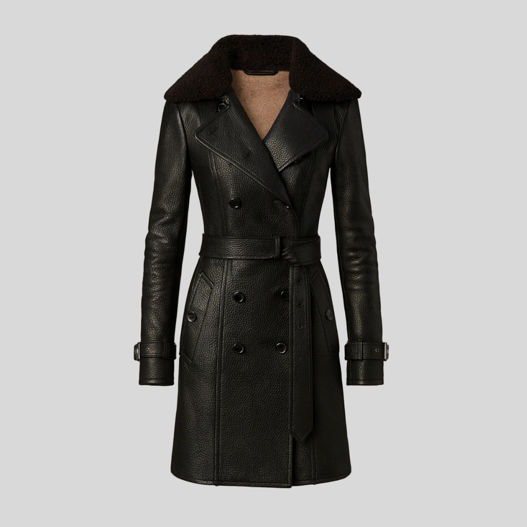 Grace | Modern leather coat with refined lines and a versatile style