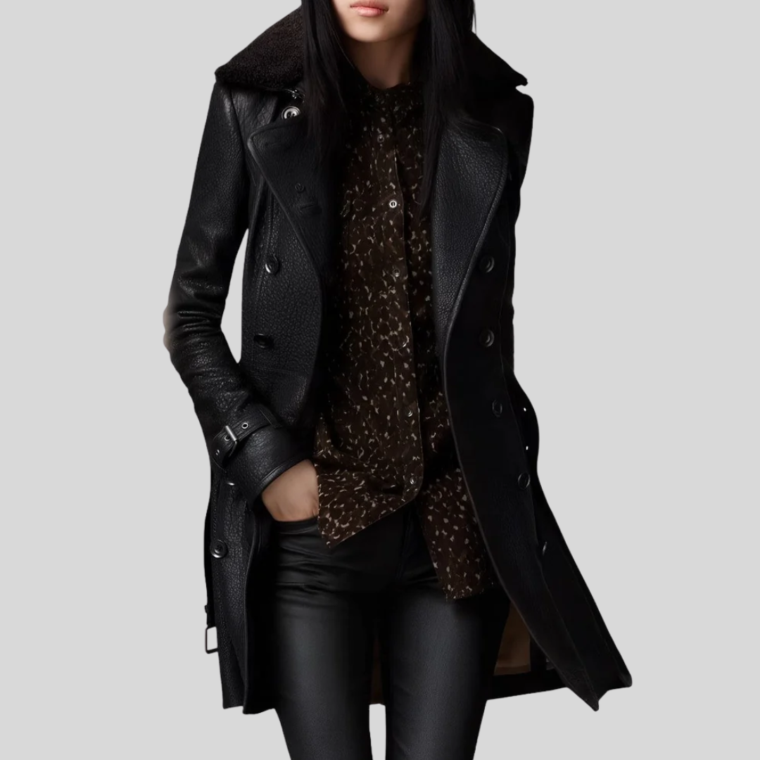 Grace | Modern leather coat with refined lines and a versatile style