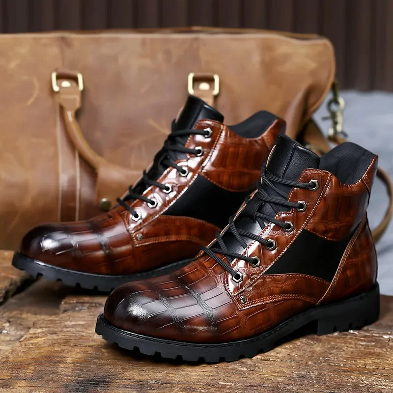 Dante Ferrara | Croc Leather Ankle Boots