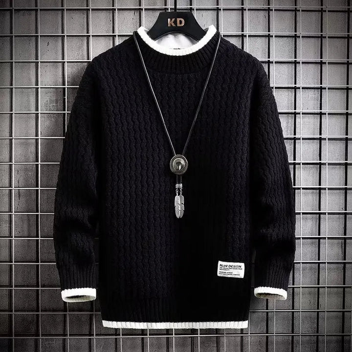 Levi | Sweater with Colorful Blocks and Cable Knit