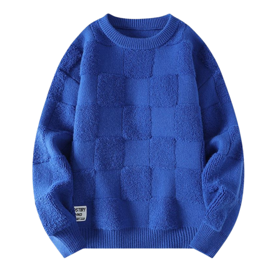 Unique Checkerboard Knit Sweater