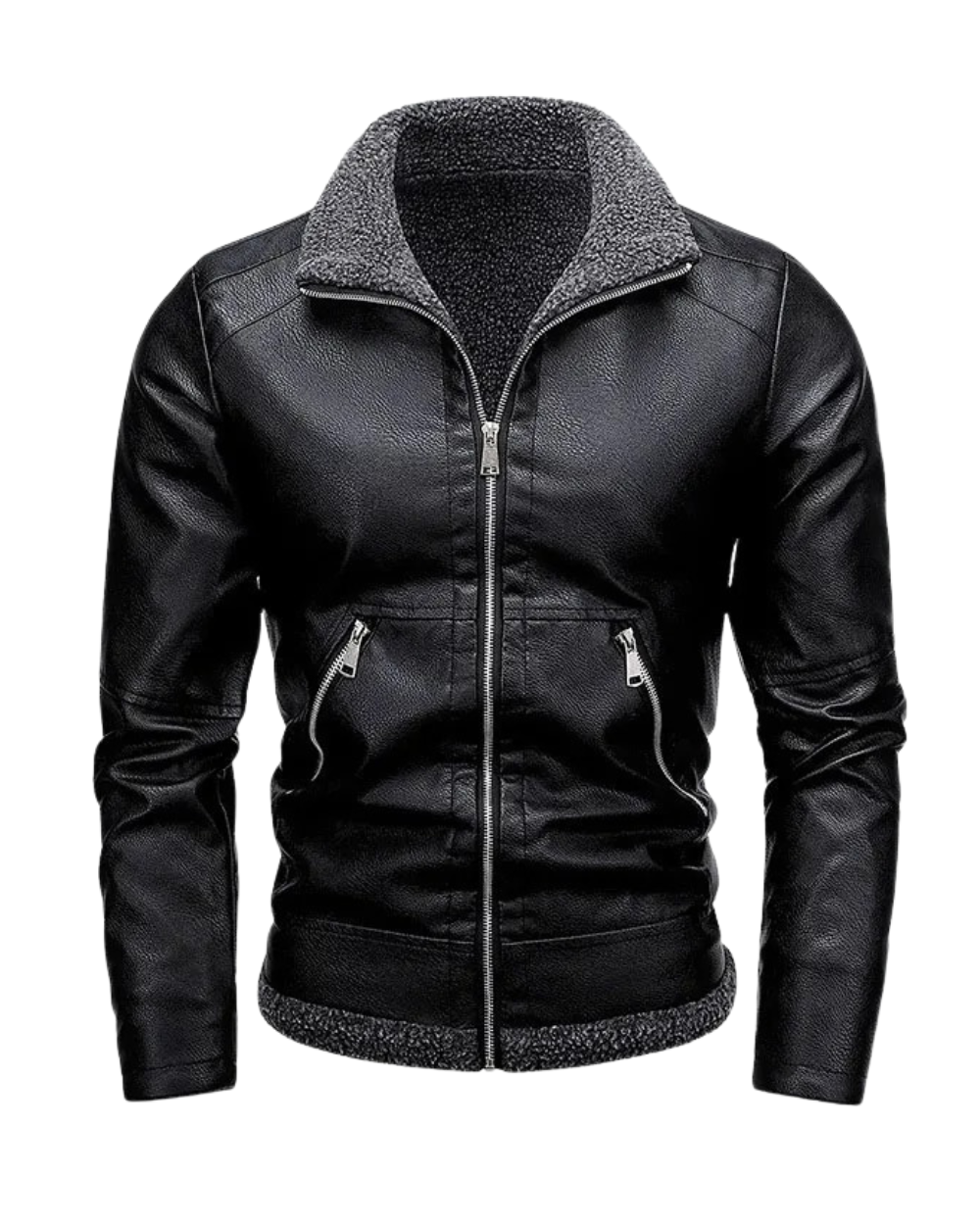Stanor – Casual Leather Jacket with Fleece