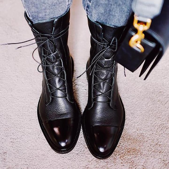 Aurelia™ | Stylish Leather Lace-Up Ankle Boots