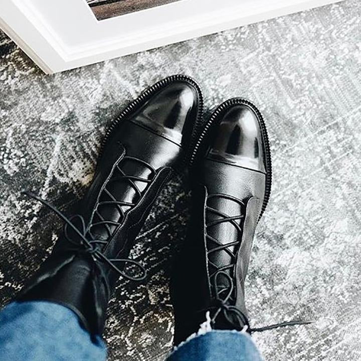 Aurelia™ | Stylish Leather Lace-Up Ankle Boots