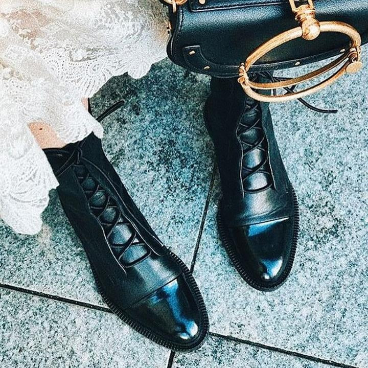 Aurelia™ | Stylish Leather Lace-Up Ankle Boots