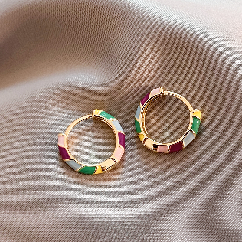 Elegant Earrings with Gold Enamel