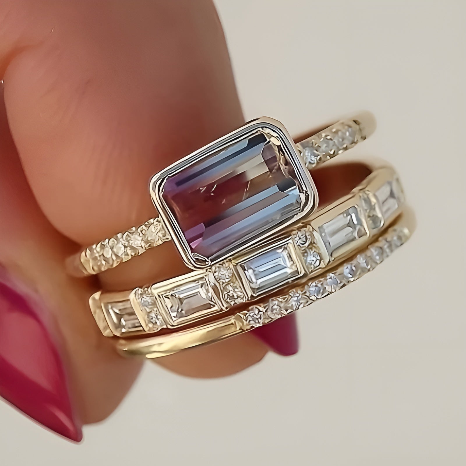 Set of Shiny Glass Rings