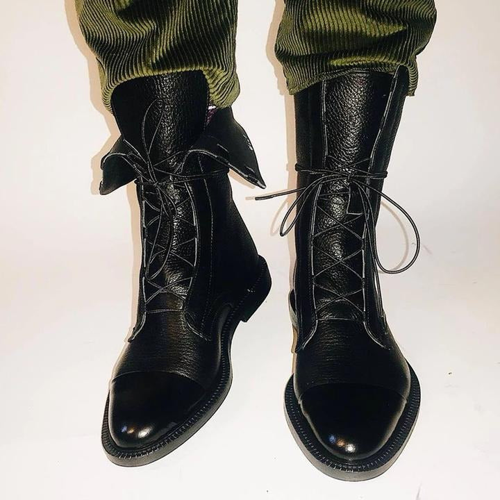 Aurelia™ | Stylish Leather Lace-Up Ankle Boots
