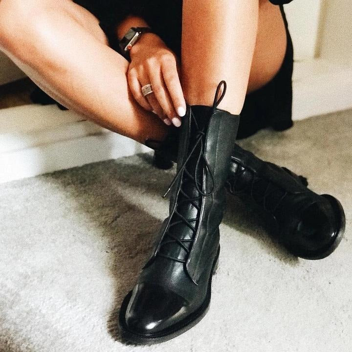 Aurelia™ | Stylish Leather Lace-Up Ankle Boots