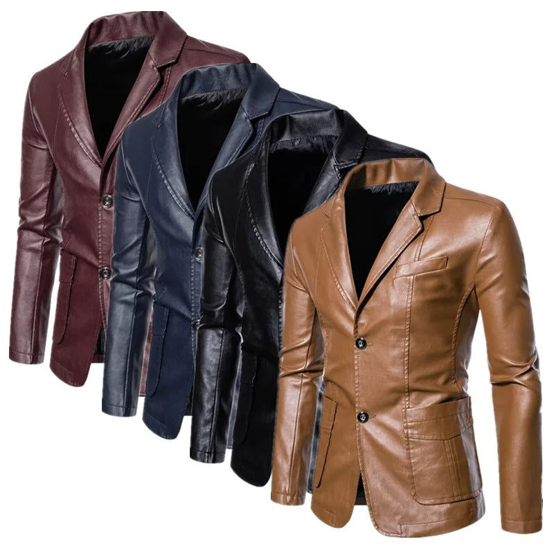 Lorienn – Leather Business Casual Jacket with Zipper