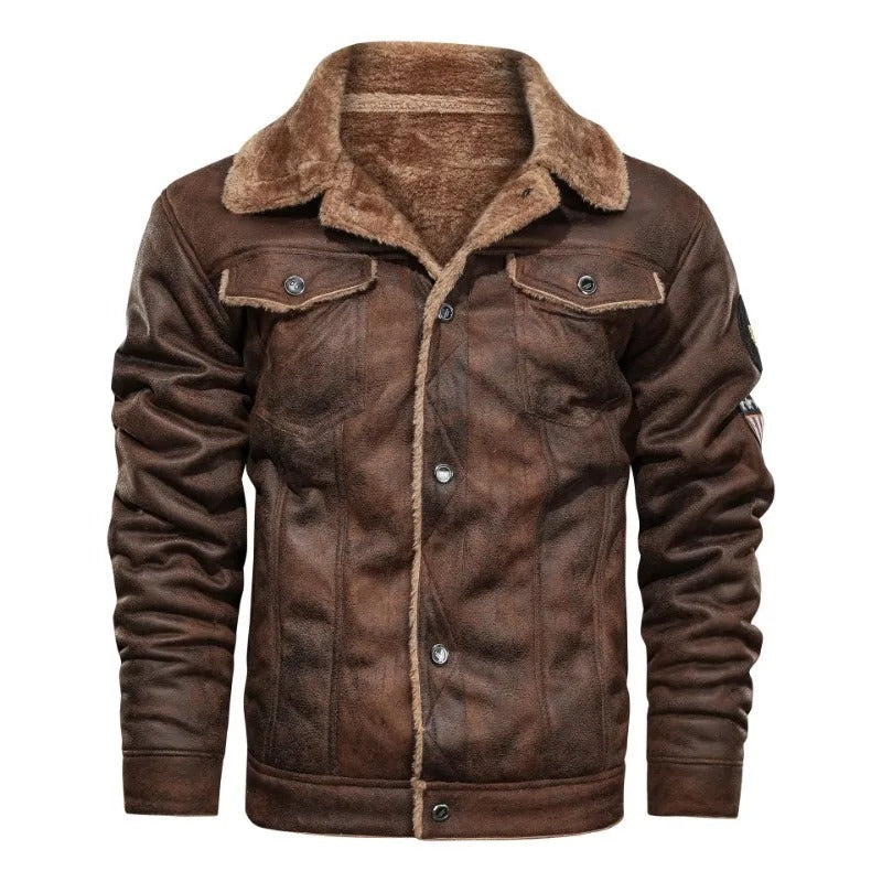 Lorvann – Slim-Fit Leather Jacket with Fleece