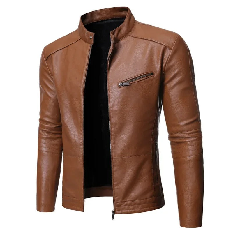 Jarvian – Elegant Leather Jacket with Zipper