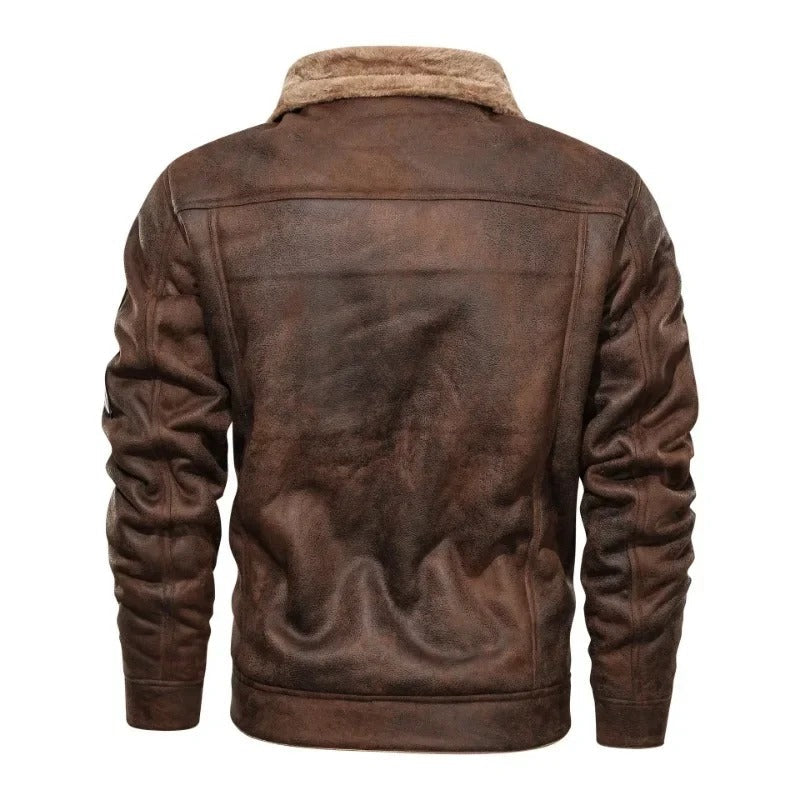 Lorvann – Slim-Fit Leather Jacket with Fleece