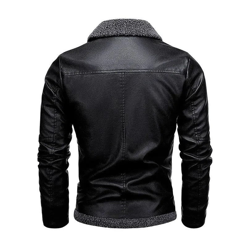 Stanor – Casual Leather Jacket with Fleece