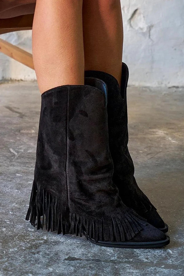 Élise™ | Suede Fringe Ankle Boots