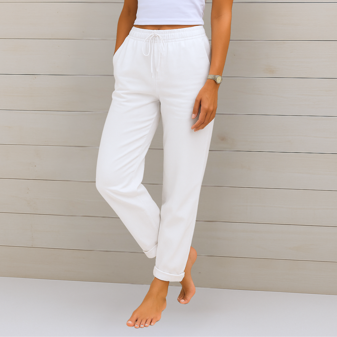 Maylora | Linen Pants with Elastic Finish