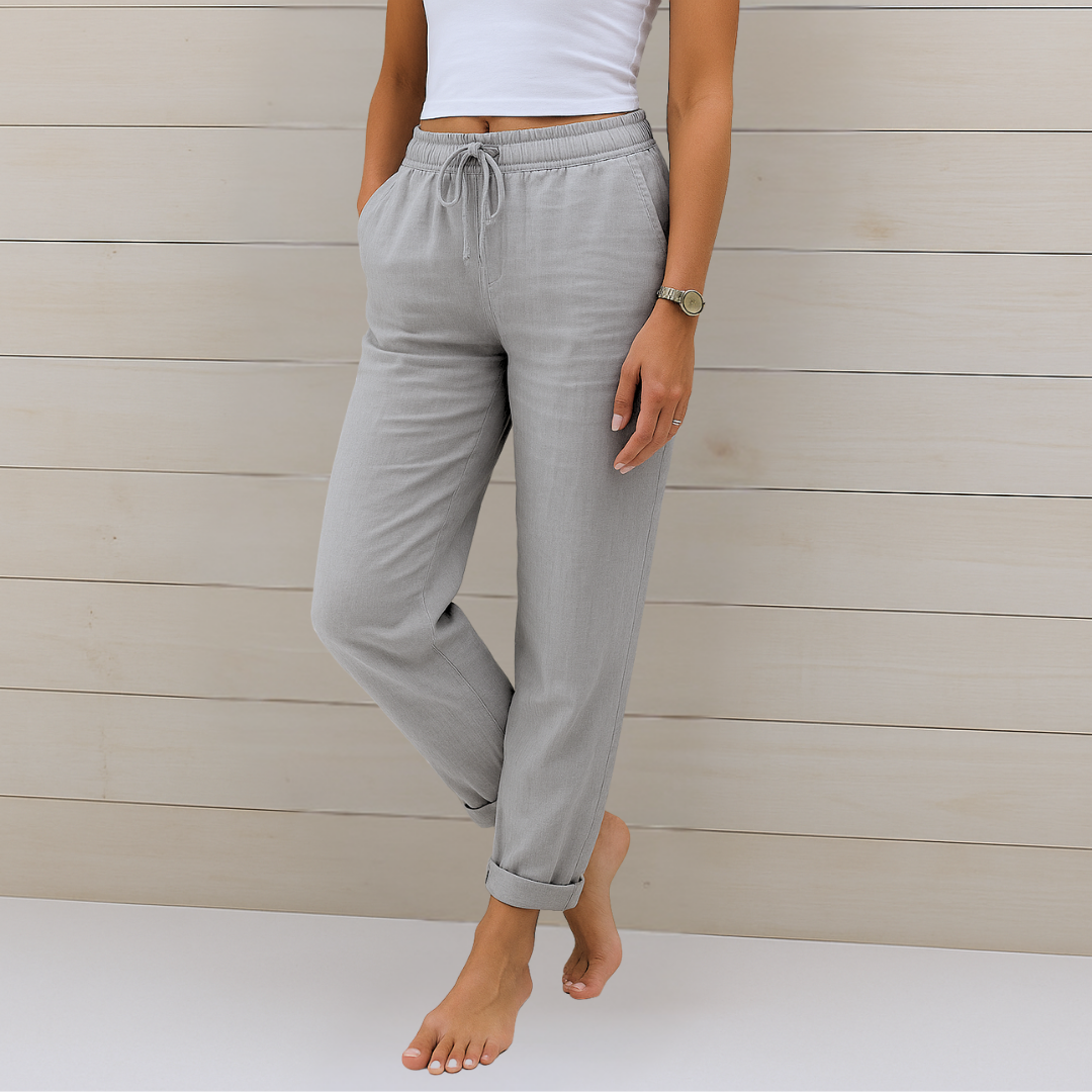 Maylora | Linen Pants with Elastic Finish