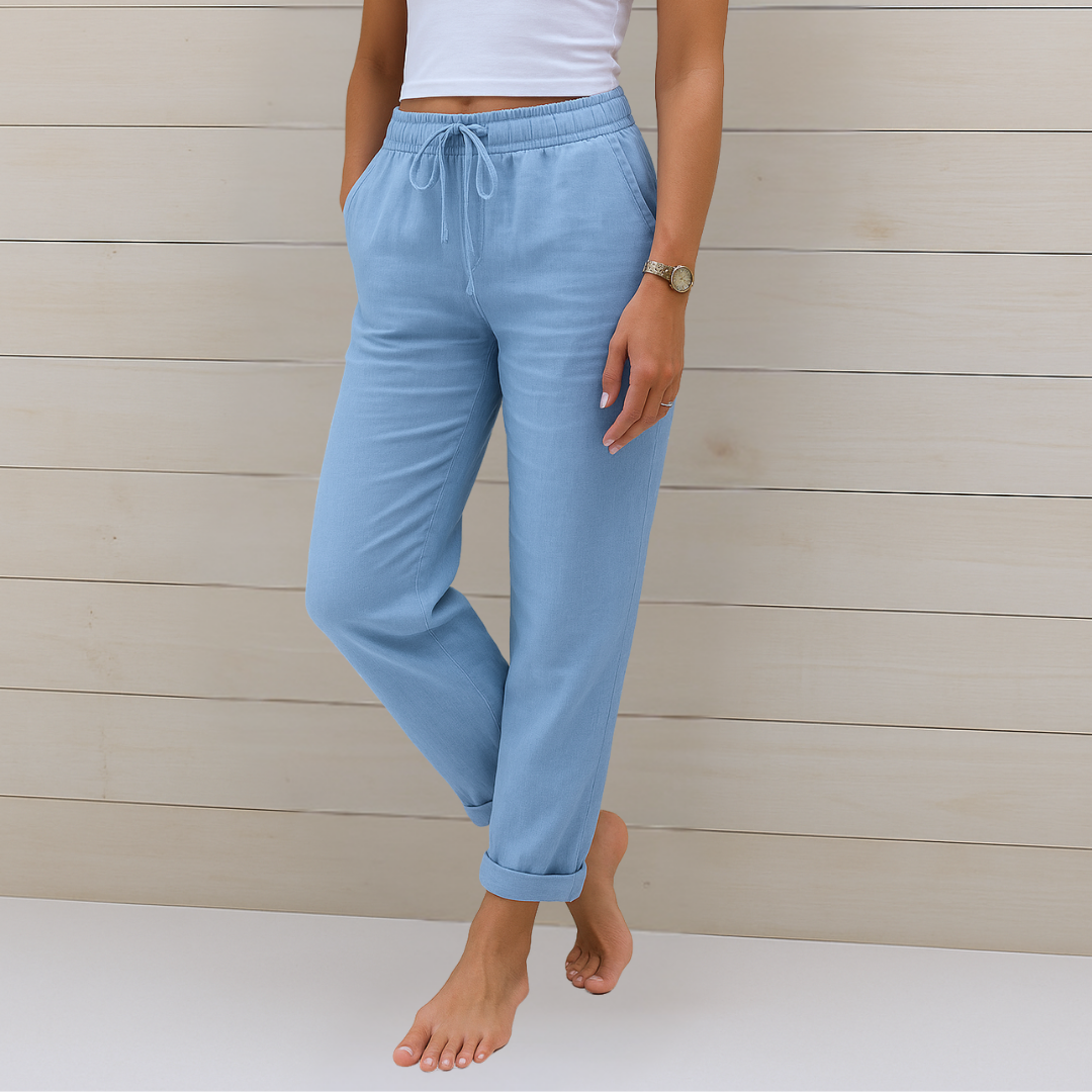 Maylora | Linen Pants with Elastic Finish