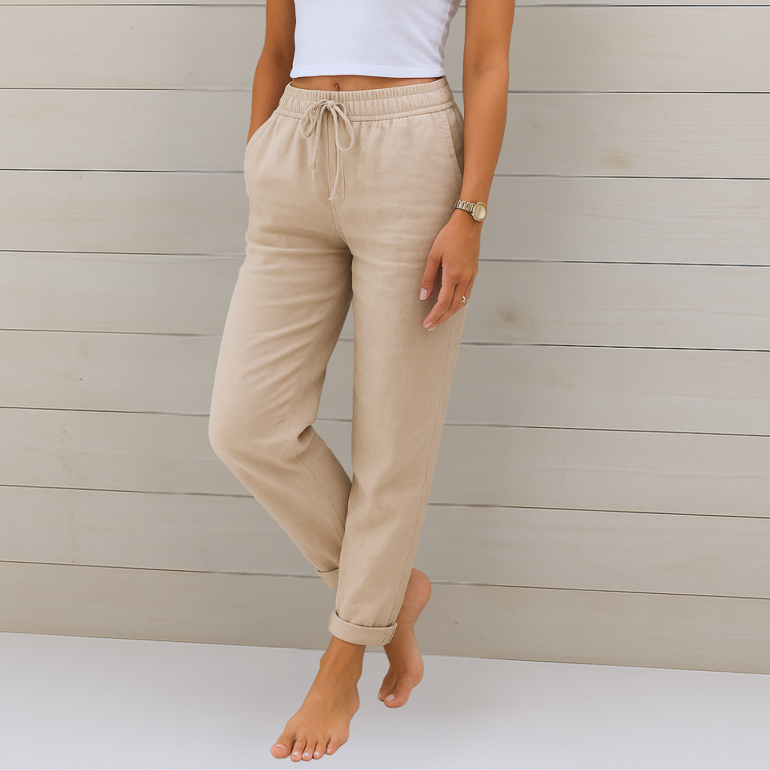 Maylora | Linen Pants with Elastic Finish
