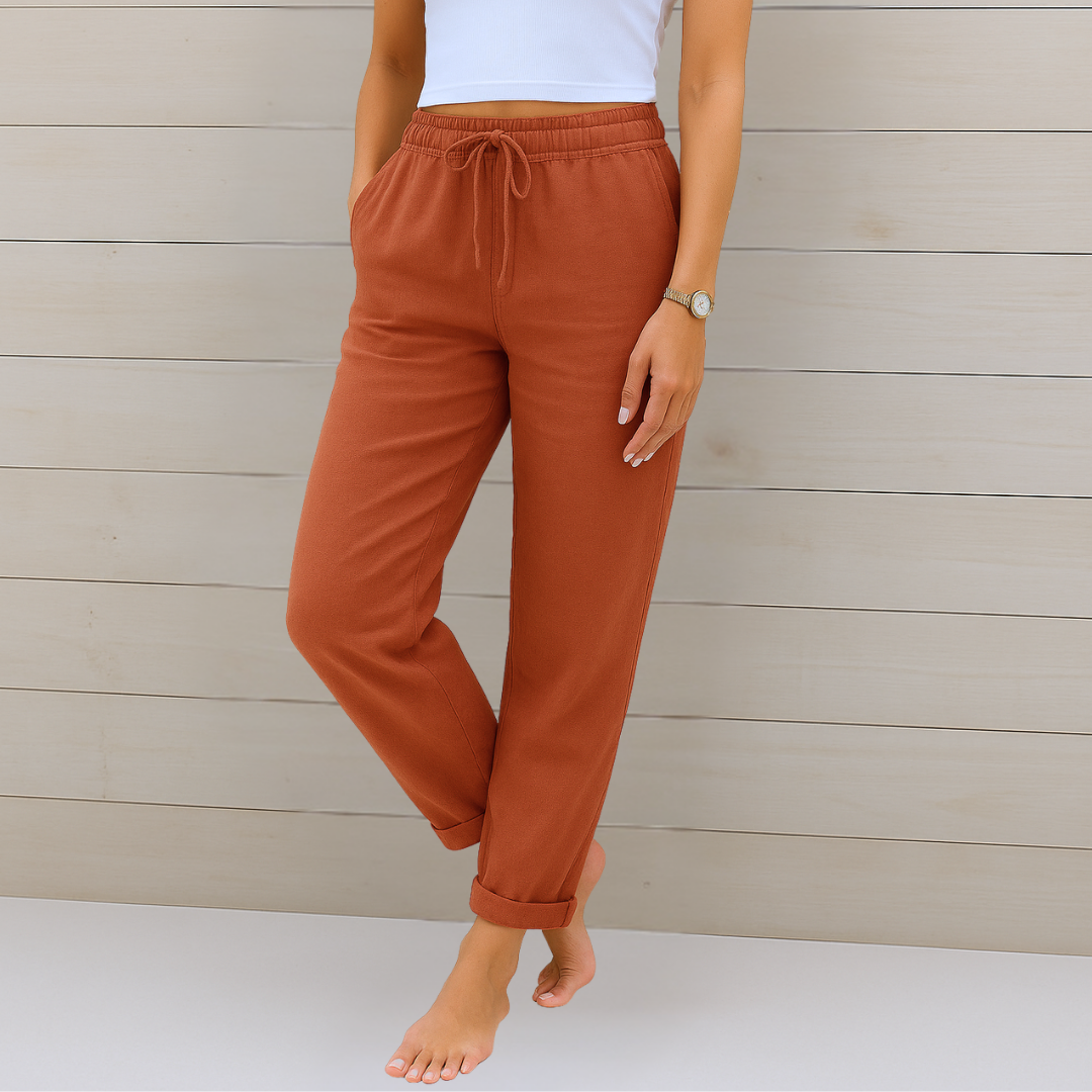 Maylora | Linen Pants with Elastic Finish