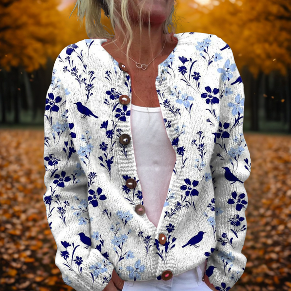 Lysanne | Blue Bird Floral Knit Cardigan