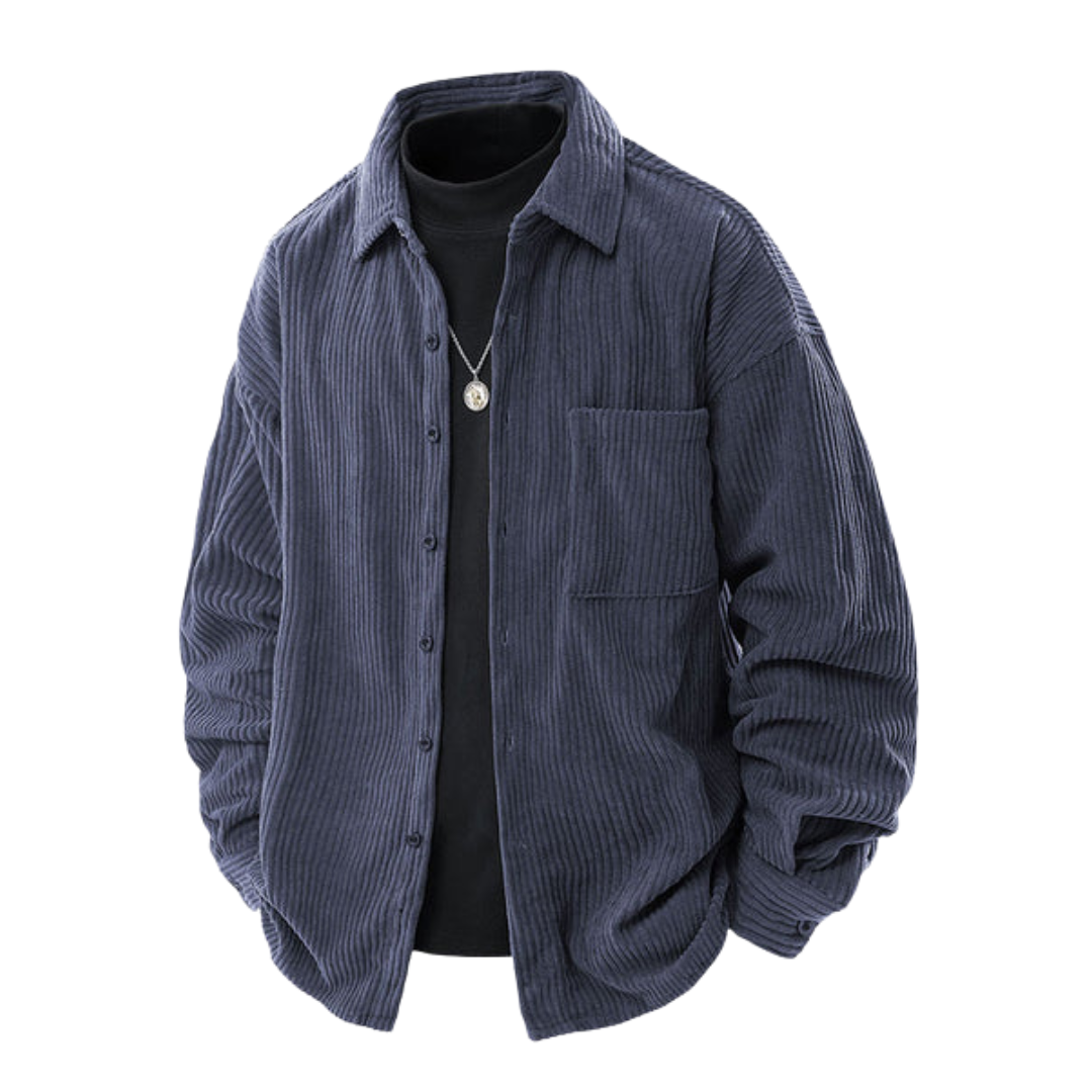 Striped Corduroy Button-Up Shirt