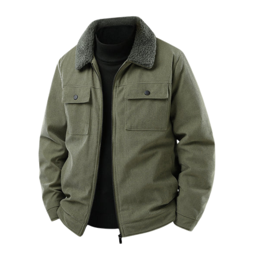 Plush-Lined Corduroy Zip Jacket