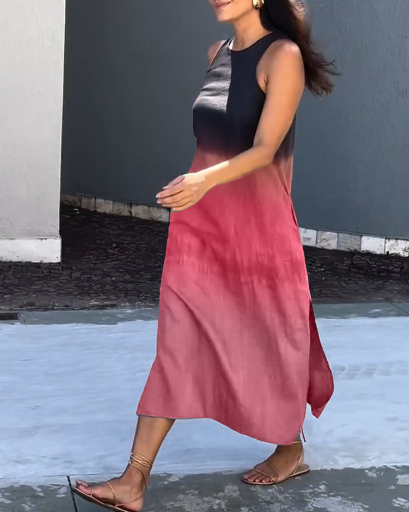 Anette | Sleeveless Gradient Dress with Round Neckline