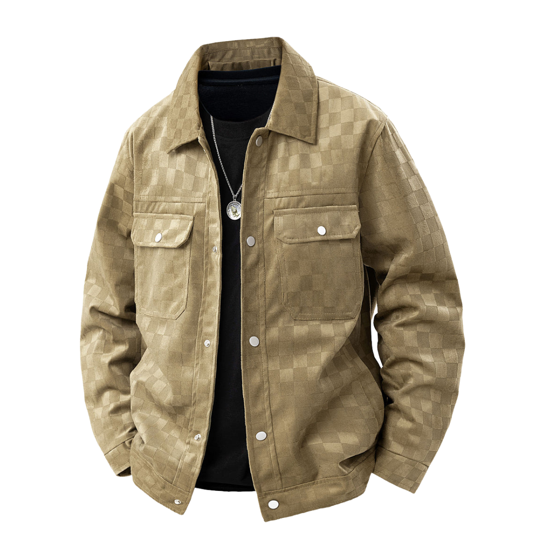 Faux Suede Checkerboard Jacket