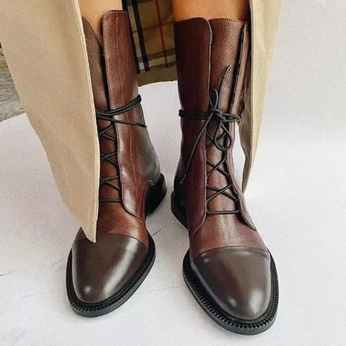 Aurelia™ | Stylish Leather Lace-Up Ankle Boots